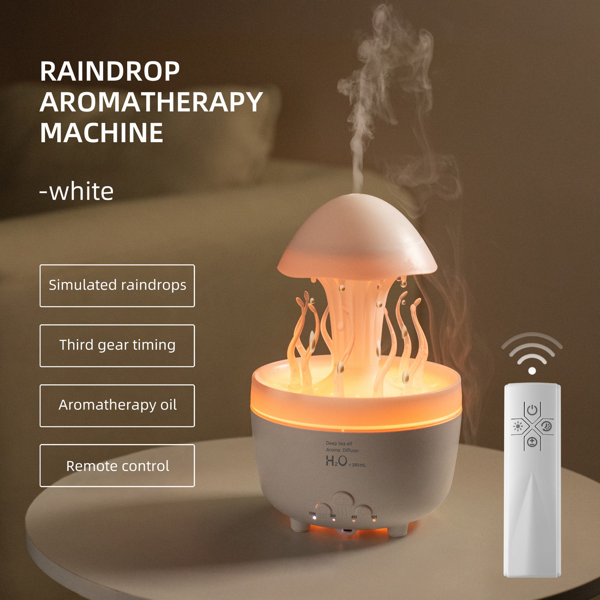 Humidificador de lluvia de medusas transfronterizas luces de colores atomización ultrasónica gotas de lluvia humidificación nube lluvia aceite esencial fabricante de máquinas de aromaterapia