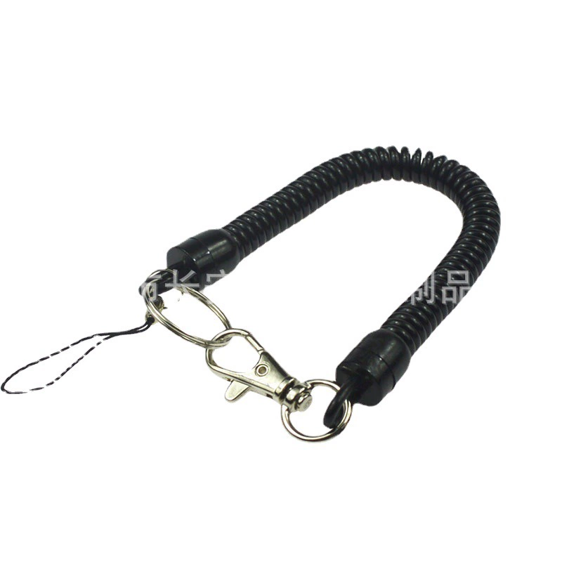Оптовая Продажа с фабрики высококачественный Pu черная телефонная линия пластиковая пружинная веревка брелок для мобильного телефона анти-потерянная Веревка Брелок
