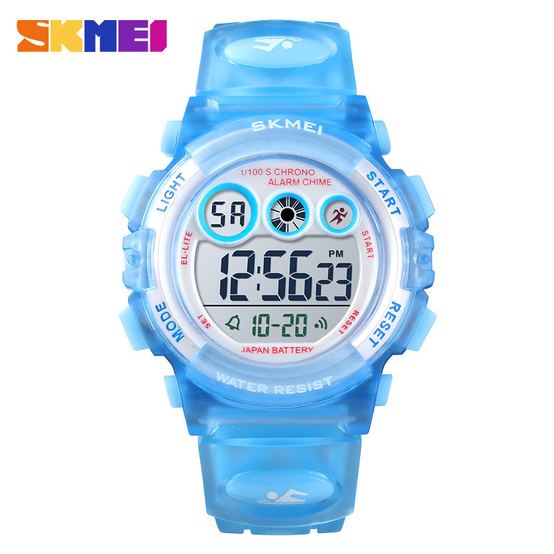 Skmei explosión multifuncional impermeable niño reloj colorido led luz nocturna transparente reloj electrónico de estudiantes al por mayor