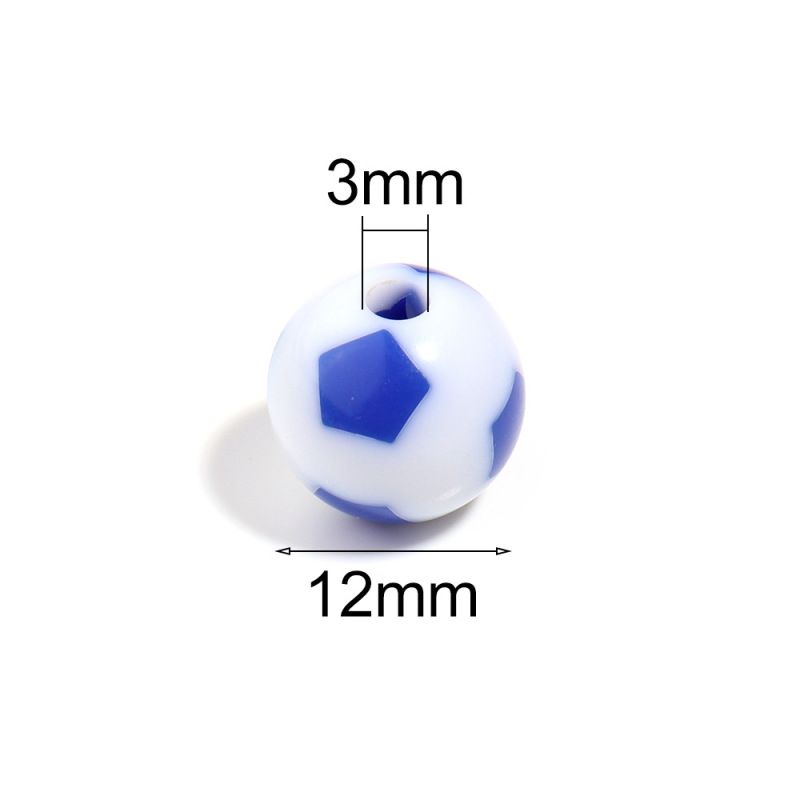 樹脂カラーサッカー2色ボールビーズDIY手作りブレスレットネックレスアクセサリービーズ材料アクセサリー|undefined