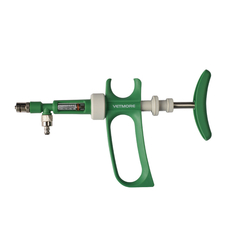 Jeringa continua tipo tubo de alta precisión, vaca, oveja, cerdo, pollo, pato, ganso, dosis de pescado, dispositivo de vacuna de inyección continua ajustable