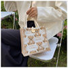 Brand linen bag to go out, Japanese shopping bag, one-shoulder bag, with little bears