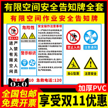 批发有限空间告知牌警告标识密闭受限空间作业警示牌贴纸风险点操