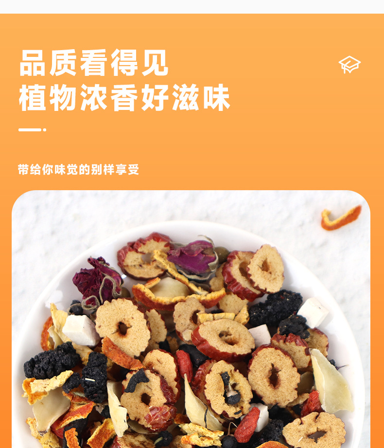 Mulberry Poria Lily Tea Sang Shen Fu Ling Bai He Cha 450g Boxed Herbal Flower Tea 8 Jars Sugar Free Hot Brew specifications