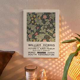 WilliamMorris威廉莫里斯复古客厅装饰画ins简约植物印花卧室挂画