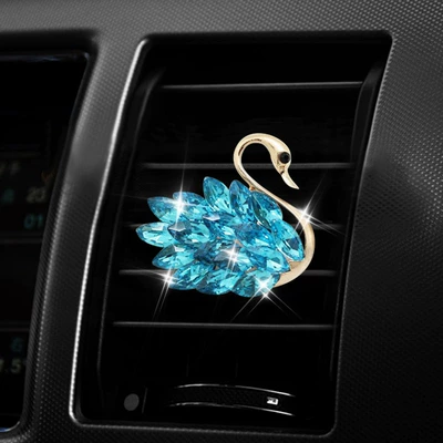 Crystal Swan Car Air Car Perfume Aromatherapy - lake-blue-swan-to-the-right