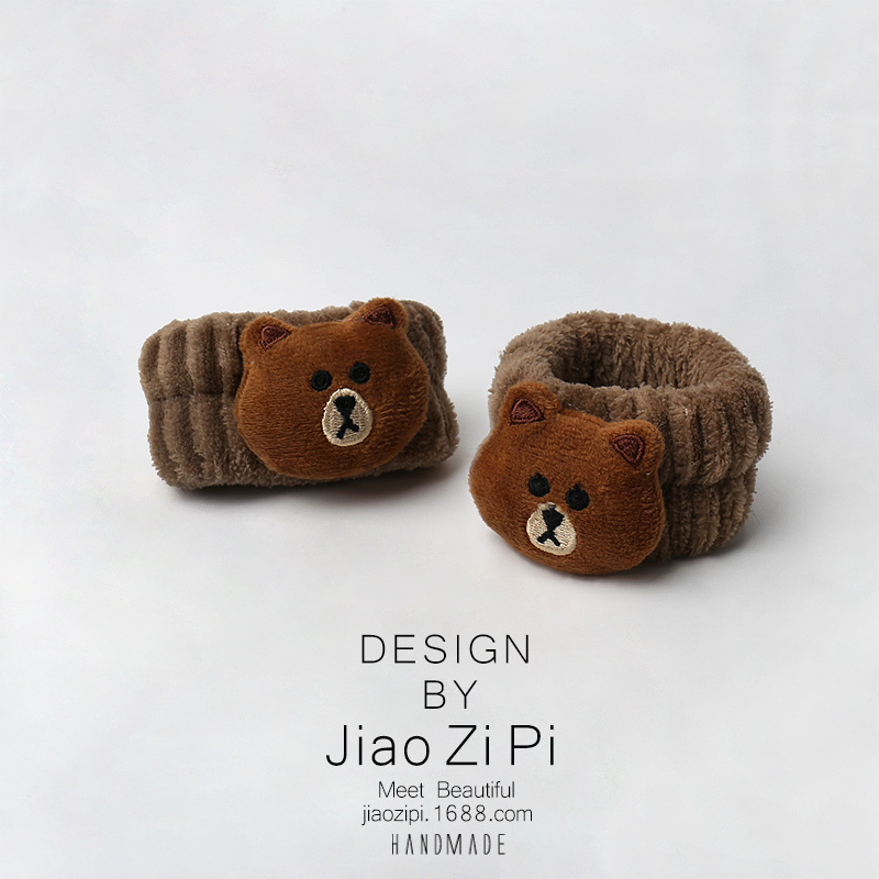 곰 갈색 세탁 플러시 손목 쌍 85*47mm