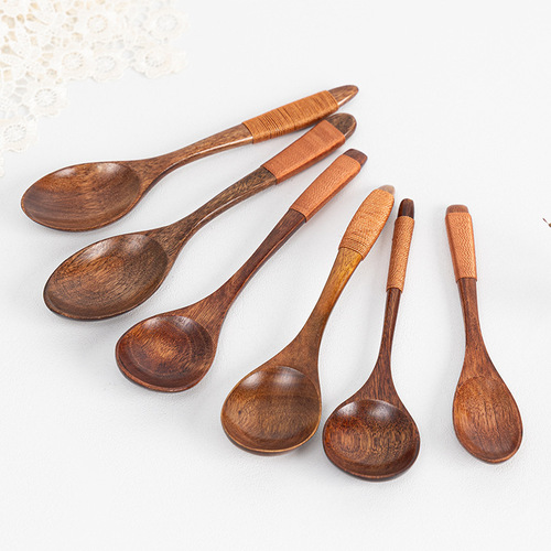 Nanmu small spoon Japanese style wooden spoon wooden spoon household honey stirring spoon small wooden spoon manufacturer wholesale