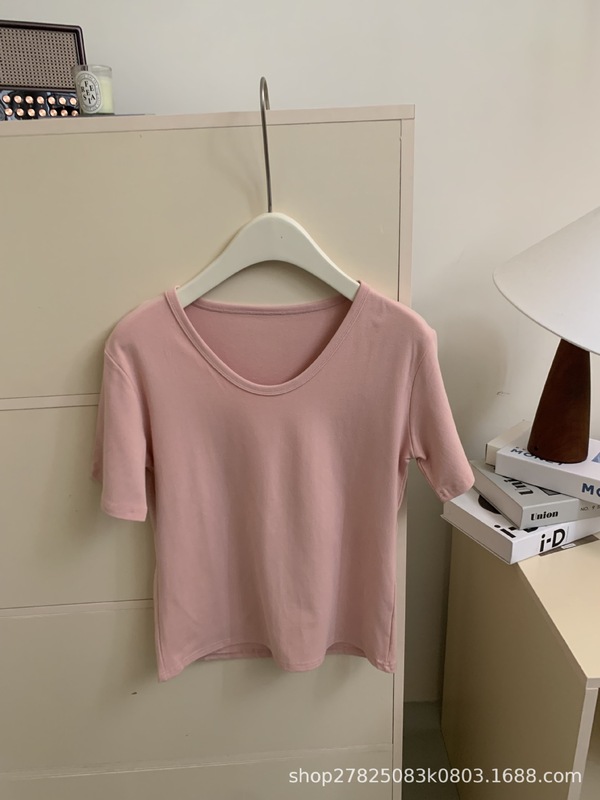 【洞洞家】涼感モーダルソフトT! 快適な柔らかいモチ多色Uネックtシャツ女性のリラックスした半袖|undefined