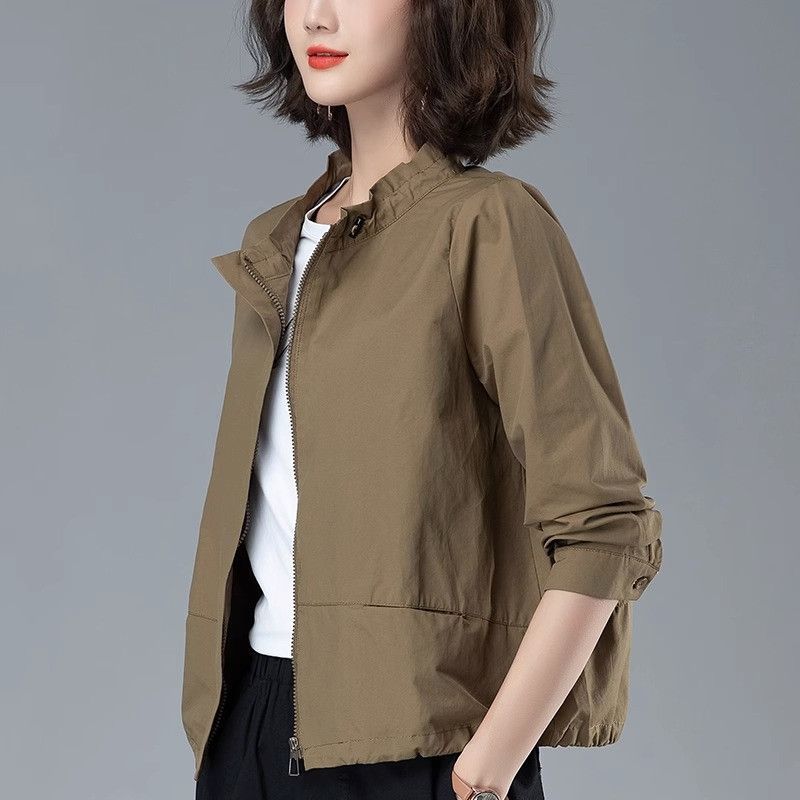 Petite Short Trench Coat for Women, Spring and Autumn 2025 New Stylish Casual Jacket for Middle-Aged Moms