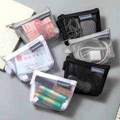 透明メッシュ収納袋ナイロンポータブル口紅化粧品収納袋小銭入れキーバッグバスカードバッグ