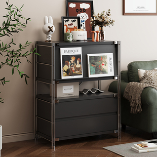 # Bauhaus Magazine Cabinet Bookcase Living Room Sofa Side Cabinet Display Cabinet Black Floor-Standing Storage Rack Storage Storage Cabinet