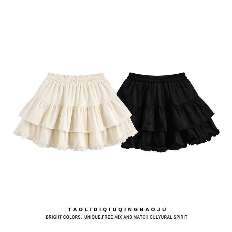 Девушки Сладкая юбка Торт Юбка Летняя с защитными брюками Плиссированная юбка Балет пушистая юбка