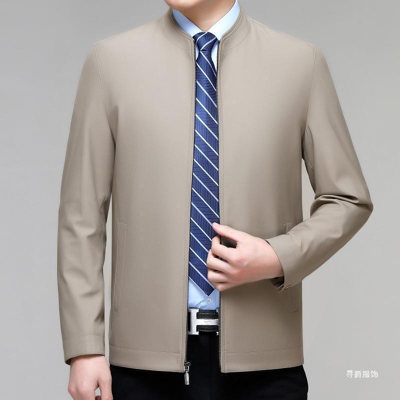 Spring and Autumn New Business Casual Men's Collar Jacket Middle-aged Loose Dad plus size Jacket Thin Top