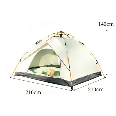 Outdoor Automatic Quick-Opening Tent, Portable Thickened Sun-Proof and Rain-Proof Camping Gear, Outdoor Camping Overnight Tent (Avtomobil dam çadırları) - off-white-3-people-or-more