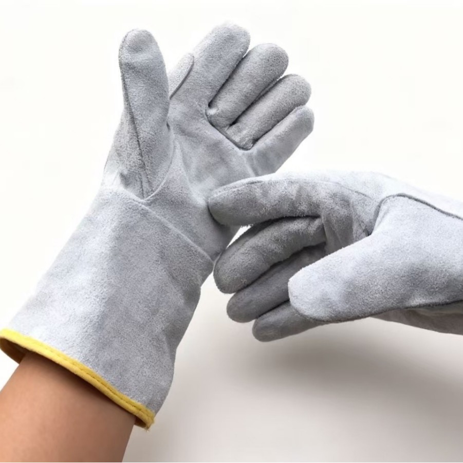 二层加长电焊长款翻毛牛皮电焊焊工手套防火线防烫长焊工牛皮手套
