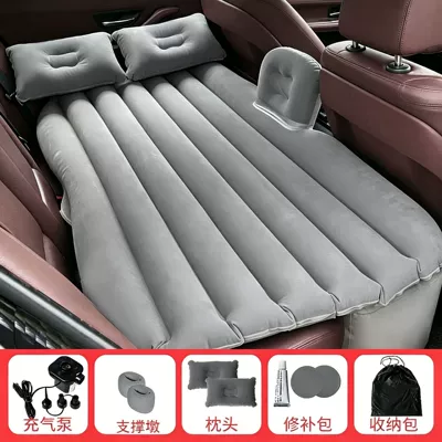 Factory Direct Sales, Dropshipping, Car Inflatable Bed, Suv Universal Car Rear Seat Inflatable Bed, Portable Inflatable Mattress (Vehicle-mounted inflatable bed) - premium-gray-rear-straight-grain-inflatable-bed-storage-piers2-pillows2