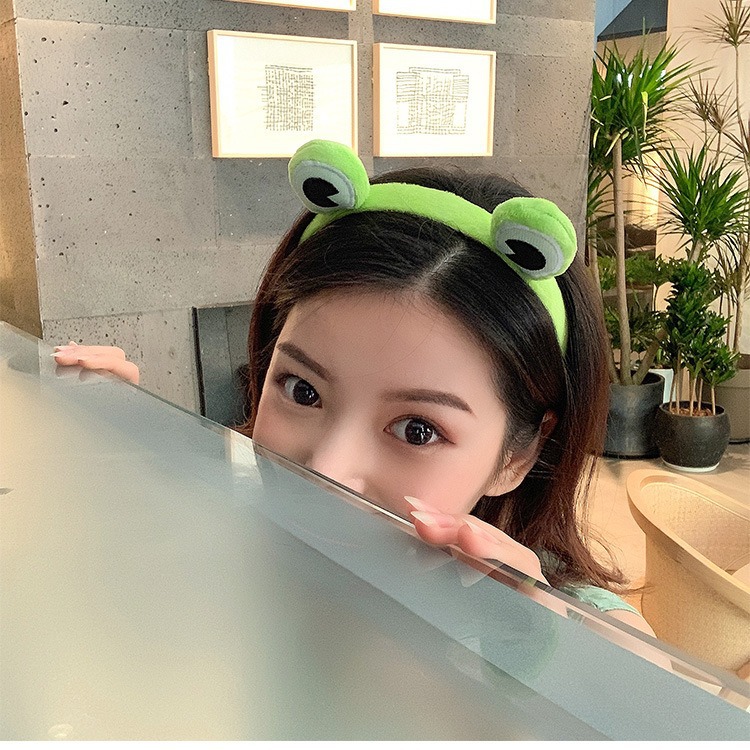 La misma banda de pelo de rana divertida de Lin Xiaozhai banda de pelo selfie banda de Pelo elástico de ala ancha banda de pelo de animales fiesta de producción propia