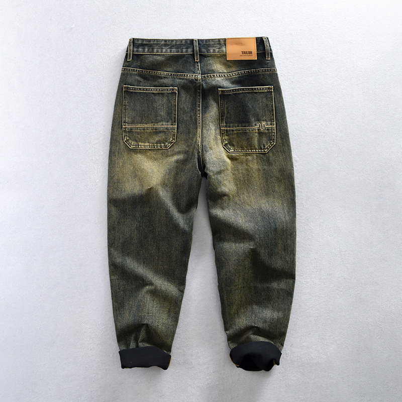1031-1031-11 Men's Retro Washed Casual Jeans, One Piece Replacement_voghion.com