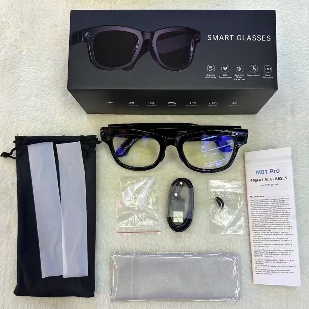 M01 Smart Glasses M01Pro Black Technology 800W Pixels Bluetooth Calling Ai Real-Time Translation Camera 1080P