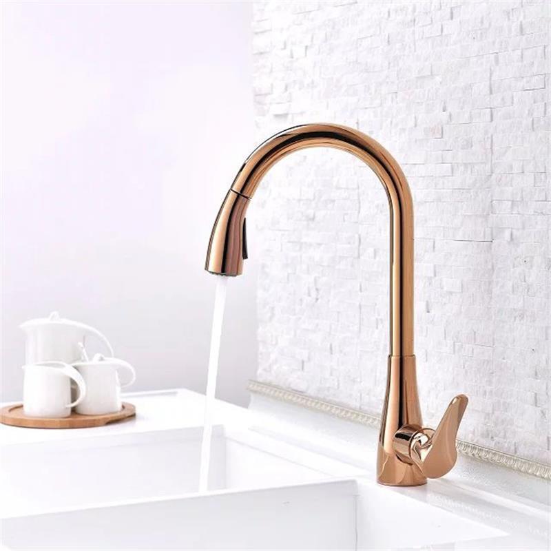 Kaiping Youjia bathroom pull-out basin hot and cold faucet sink faucet rose gold kitchen faucet 4409