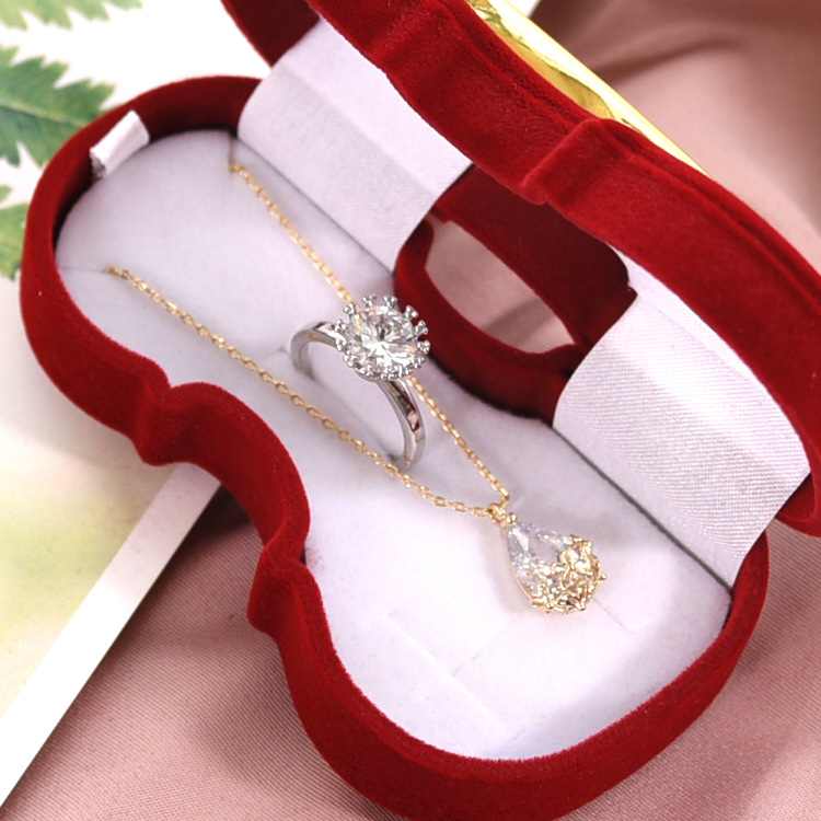 Jewelry Boxes Classification Simple Style Violin Flannel Jewelry Boxes