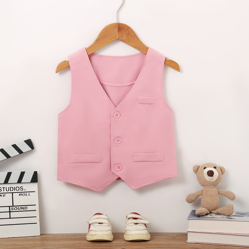 2025 Cross-Border Boys' New Sleeveless Single-Breasted Suit Vest Top for Children with Shirt Formal Vest
