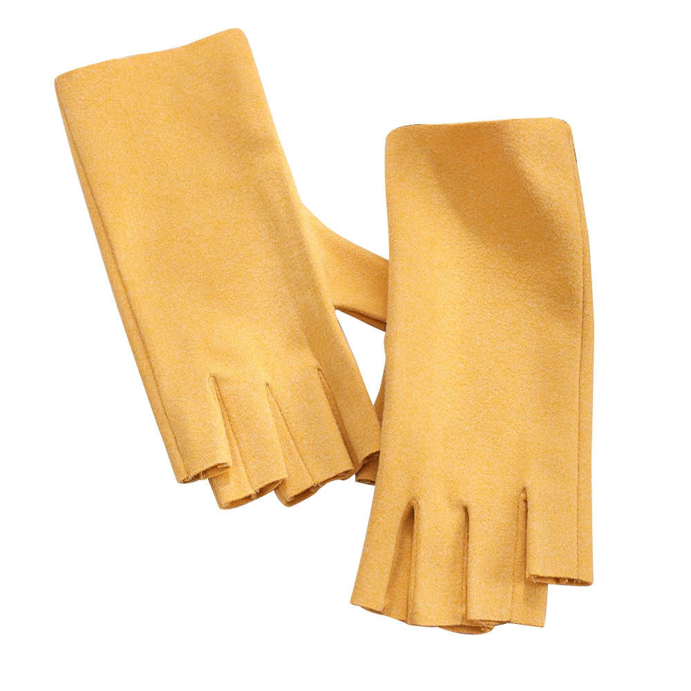 Guantes de medio dedo cálidos Otoño e Invierno pantalla táctil dedo abierto a prueba de frío lindo estudiante dama teclado guantes de terciopelo de cinco dedos