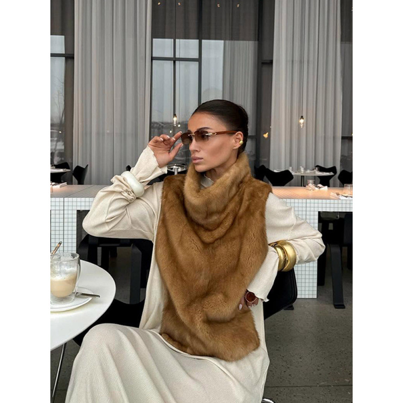 Real disparo-inventario de moda retro temperamento de cuello alto sin mangas chaleco de lana 2026 transfronterizo estilo europeo y americano nuevo otoño y invierno image 3