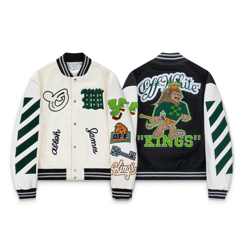 Cross-Border Foreign Trade Wholesale Trendy Brand Off Baseball Jacket New Ow Arrow Twill Graffiti Men's and Women's Jacket Hot Style
