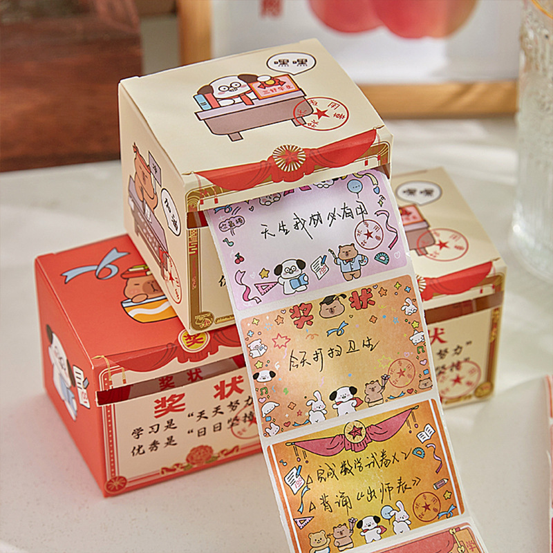 2025 nuevo certificado de mérito caja de notas adhesivas adhesivas adhesivas lindas, creativas y desgarrables, divertidas pegatinas de mensajes de alto valor