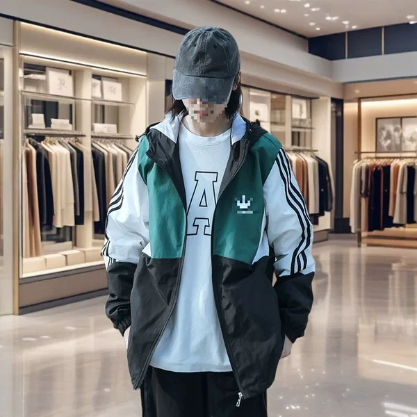 Clover sports windbreaker for men and women, spring and autumn, embroidered hooded couple's trendy casual fashion versatile jacket wholesale