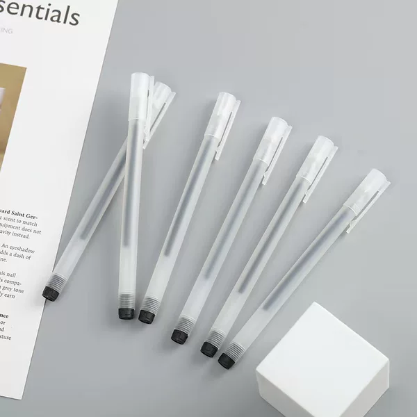 Transparent Frosted White Pen 0.5 Gel Pen Needle Ballpoint Pen Signature Pen Black Carbon Pen for Students