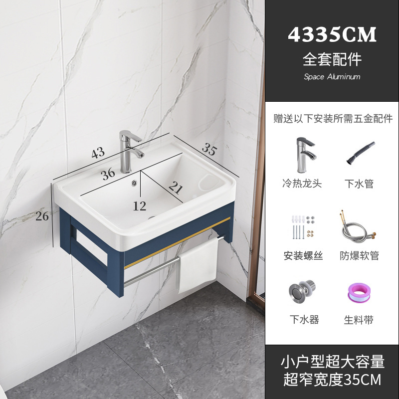 Balcón lavabo montado en la pared pequeño apartamento baño casa lavabo gabinete combinación de cerámica lavabo integrado