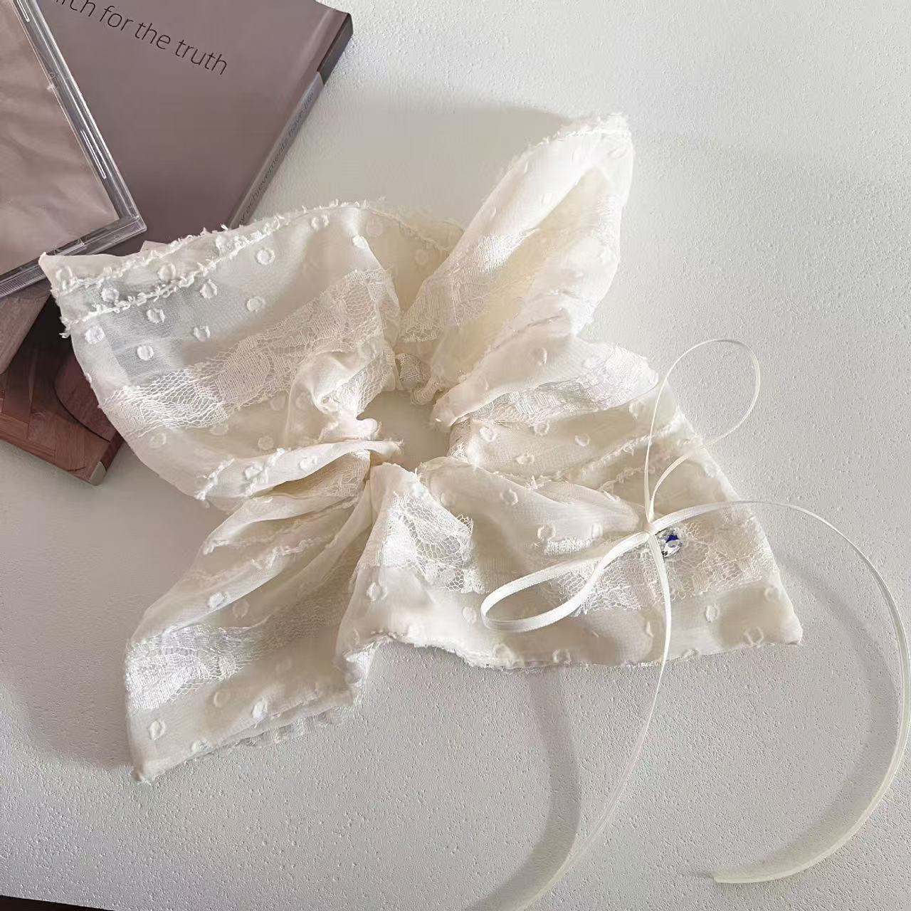 5679 스퀘어 스카프 - 다이아몬드 쉬폰 베이지 (25cm)