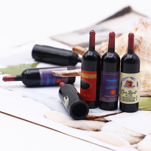 1:12 Doll House Accessories Scene Model Micro Landscape Decoration Photography Props Mini Simulation Plastic Red Wine Bottle