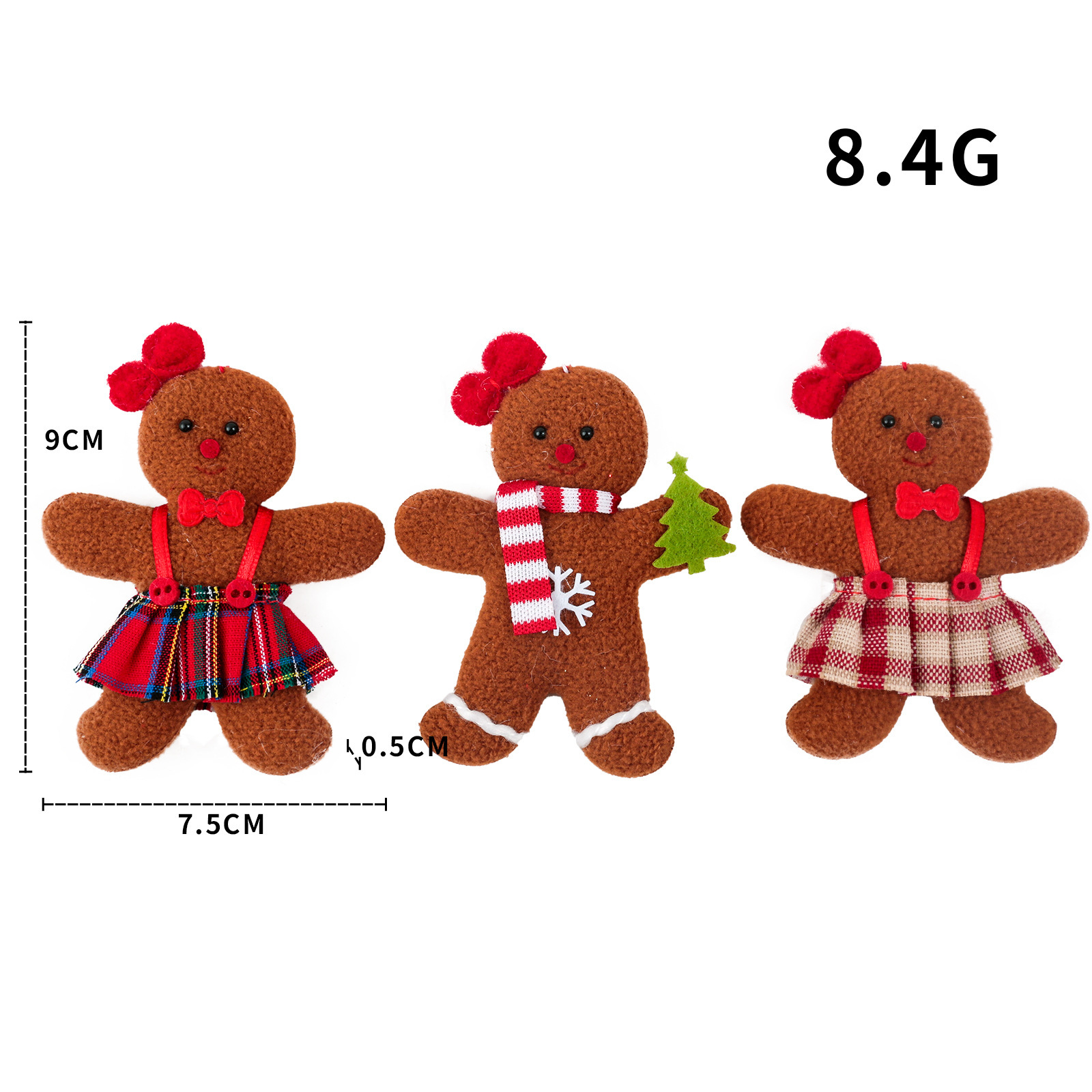 Nuevos productos creativos transfronterizos Navidad decoración pan de jengibre muñeca pequeña pieza colgante accesorios del árbol de Navidad colgante 3 piezas conjunto