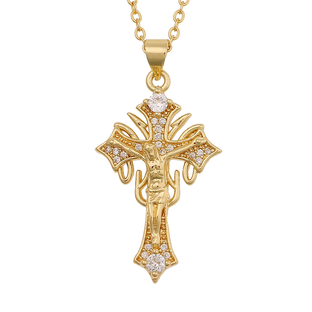 Retro Jesus Cross Pendant Necklace display picture 5