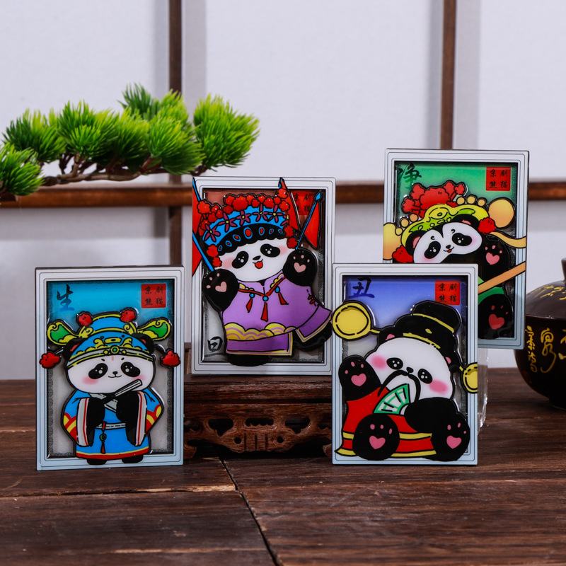 卡通熊貓西遊記木質冰箱貼個性創意禮品木質磁性工藝品冰箱貼