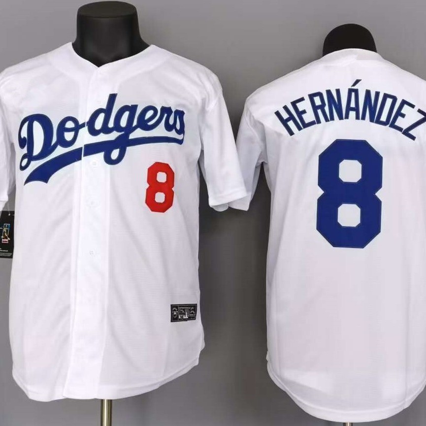 European and American Cross-Border Baseball Jersey Dodgers No. 8 White Baseball Jersey Cardigan