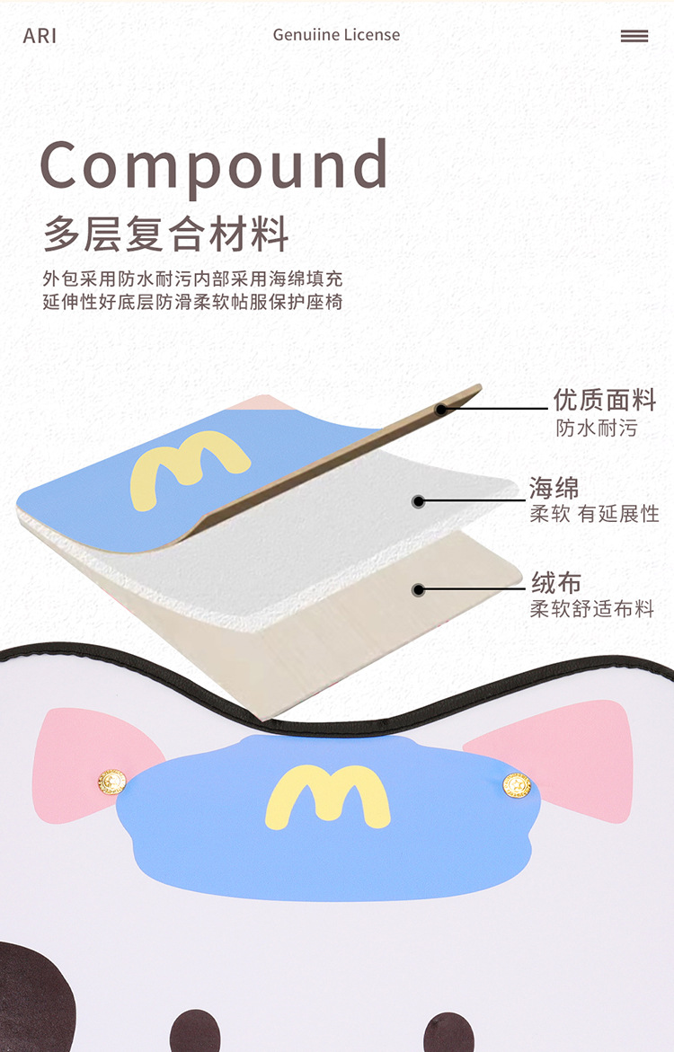 Blue Hat Puppy Cartoon Car Anti-kick Pad Universal Rear Seat Seat Back Anti-dirty Protective Pad Car Rear Seat Protective Pad