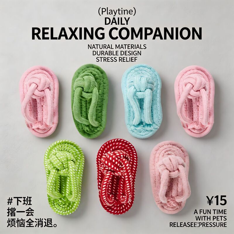 Dog Chew Toy That Won'T Be Chewed to Pieces, Slipper-Shaped, Durable, Teeth-Cleaning Chew Stick, Woven Chew Toy, Dog Bite Rope, Cross-Border