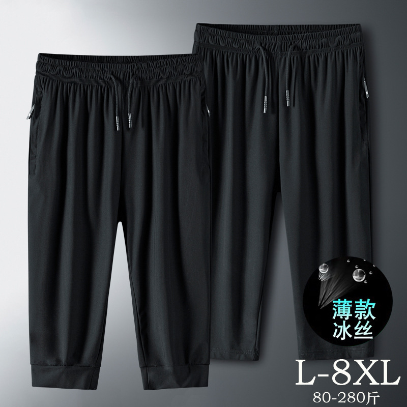 Sports Casual Breathable Mesh Quick-drying Shorts Men's Large Size Loose Elastic Straight Running Cropped Pants Summer