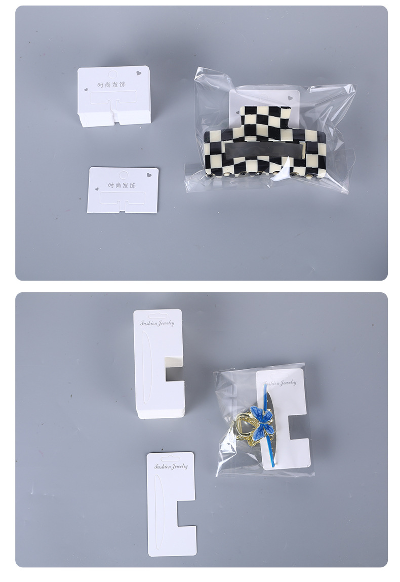 100 Simple White Square Hair Accessories Packaging Cards
