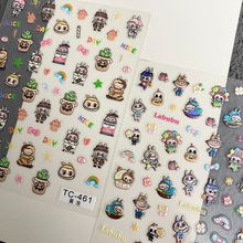 可爱拉布布浮雕立体美甲贴纸labubu创意diy手账手机相机背胶贴纸