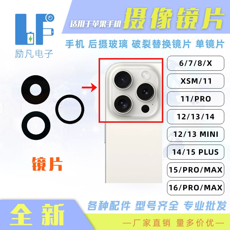 Подходит для заднего стекла объектива камеры мобильных телефонов Apple 17/17PRO/16/14/13/11/XR/X