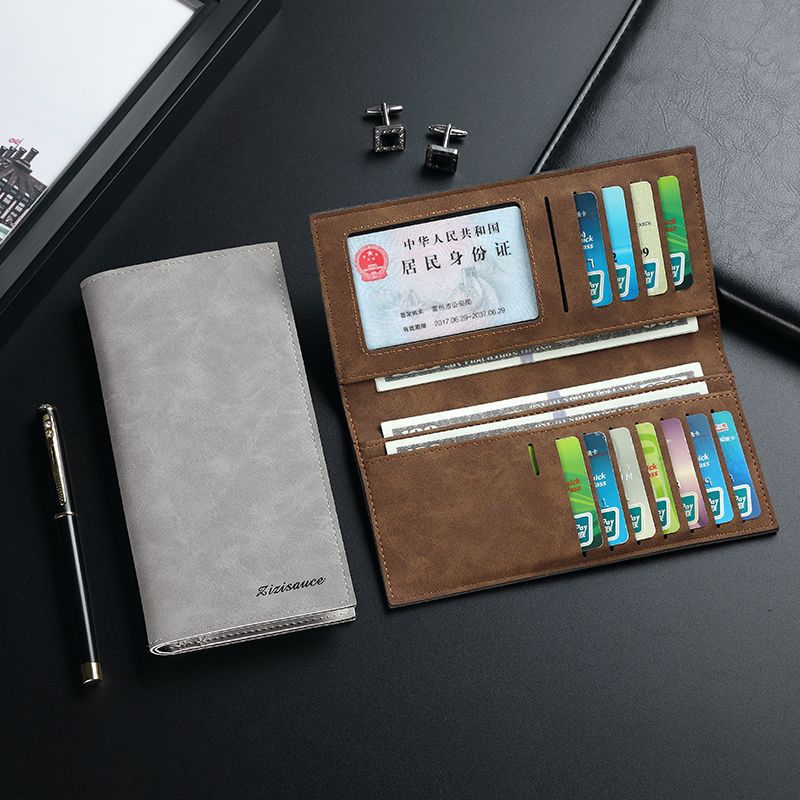 Men's Wallet Long Ultra-Thin Youth Multi-Card Slot Casual Wallet Card Holder New Trendy Student All-In-One Retro Wallet