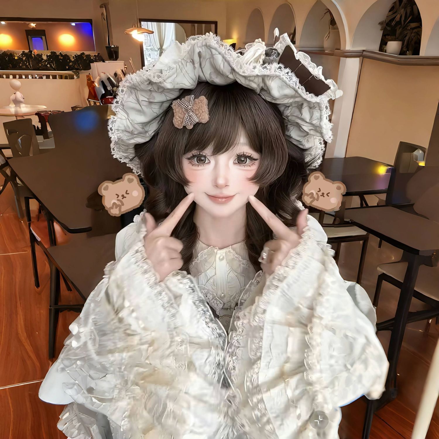 【小熊奈奈】洛丽塔日系水母卷公主头短角甜美Lolita可爱doll感假发