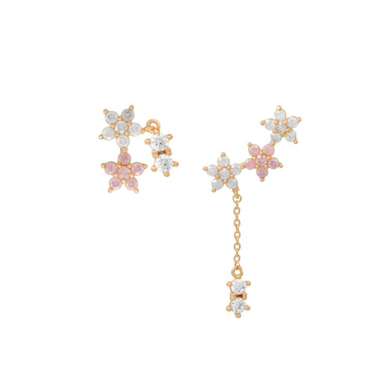 Fashion Flower Creative Long Micro Inlaid Zircon Copper Earrings Wholesale
