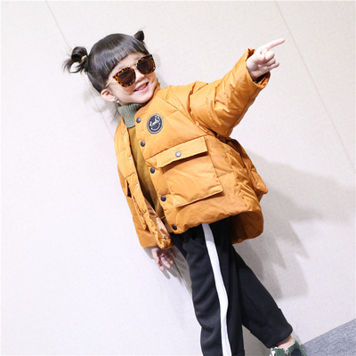 children Down Jackets thickening Irregular pocket Duck Single breasted keep warm coat